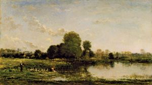 Charles-François Daubigny, Riverbank with Fowl, 1868
