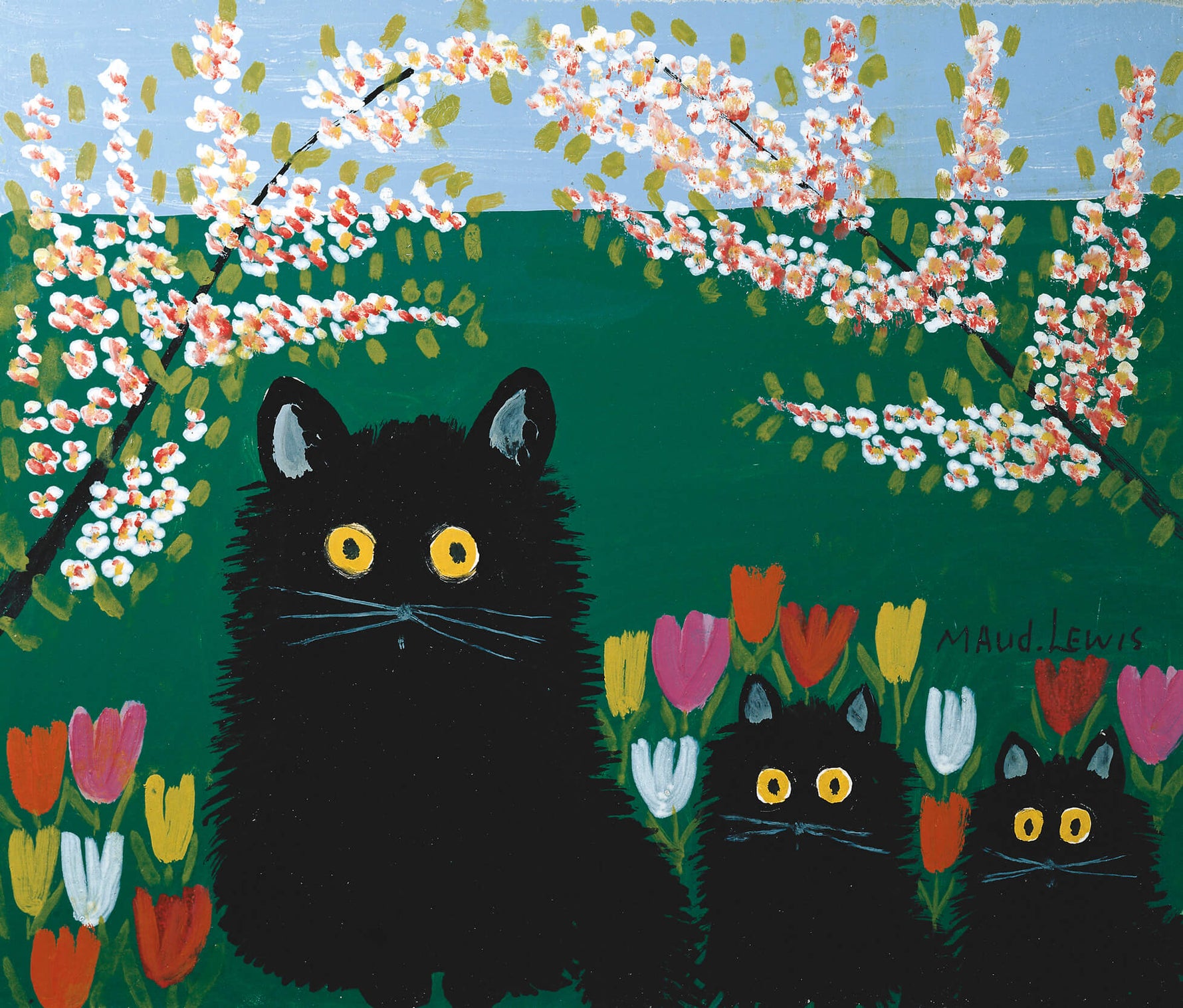 Maud Lewis, Three Black Cats, 1955