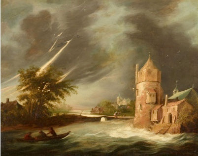 Meindert Hobbema Stormy River Landscape with a Tower