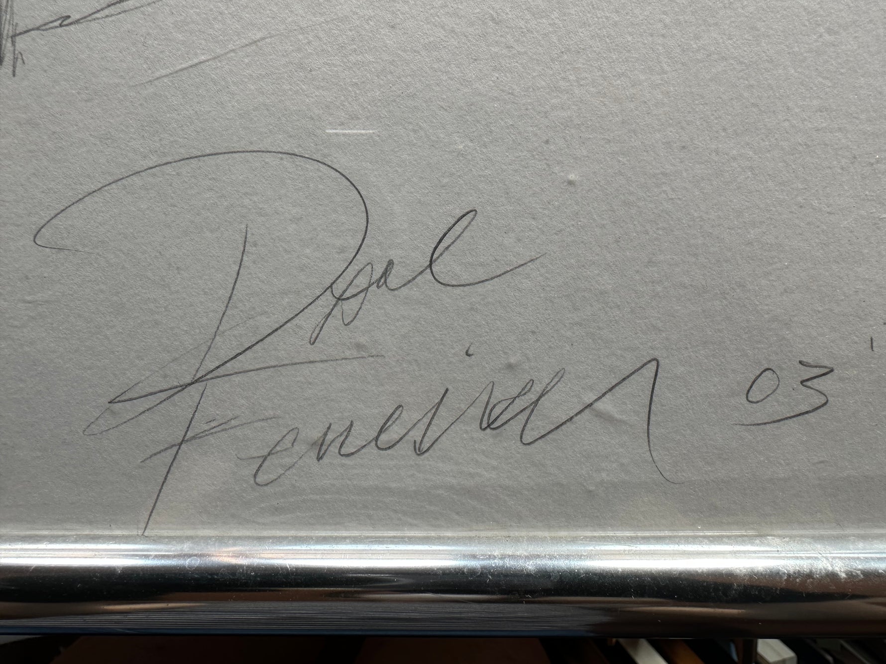 Pencil painting, Portrait Unknown Artist, Signature view