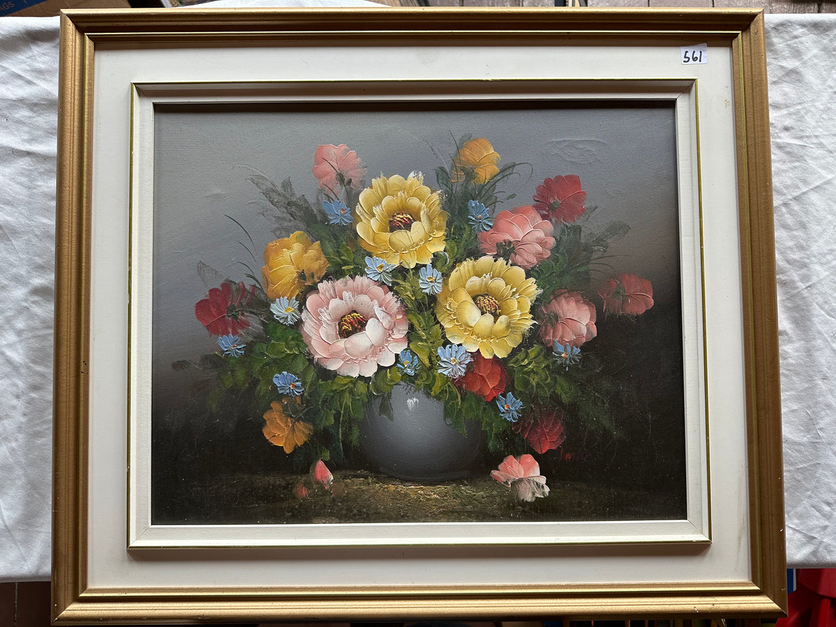 Mixed Media painting, Floral Unknown Artist, Front view