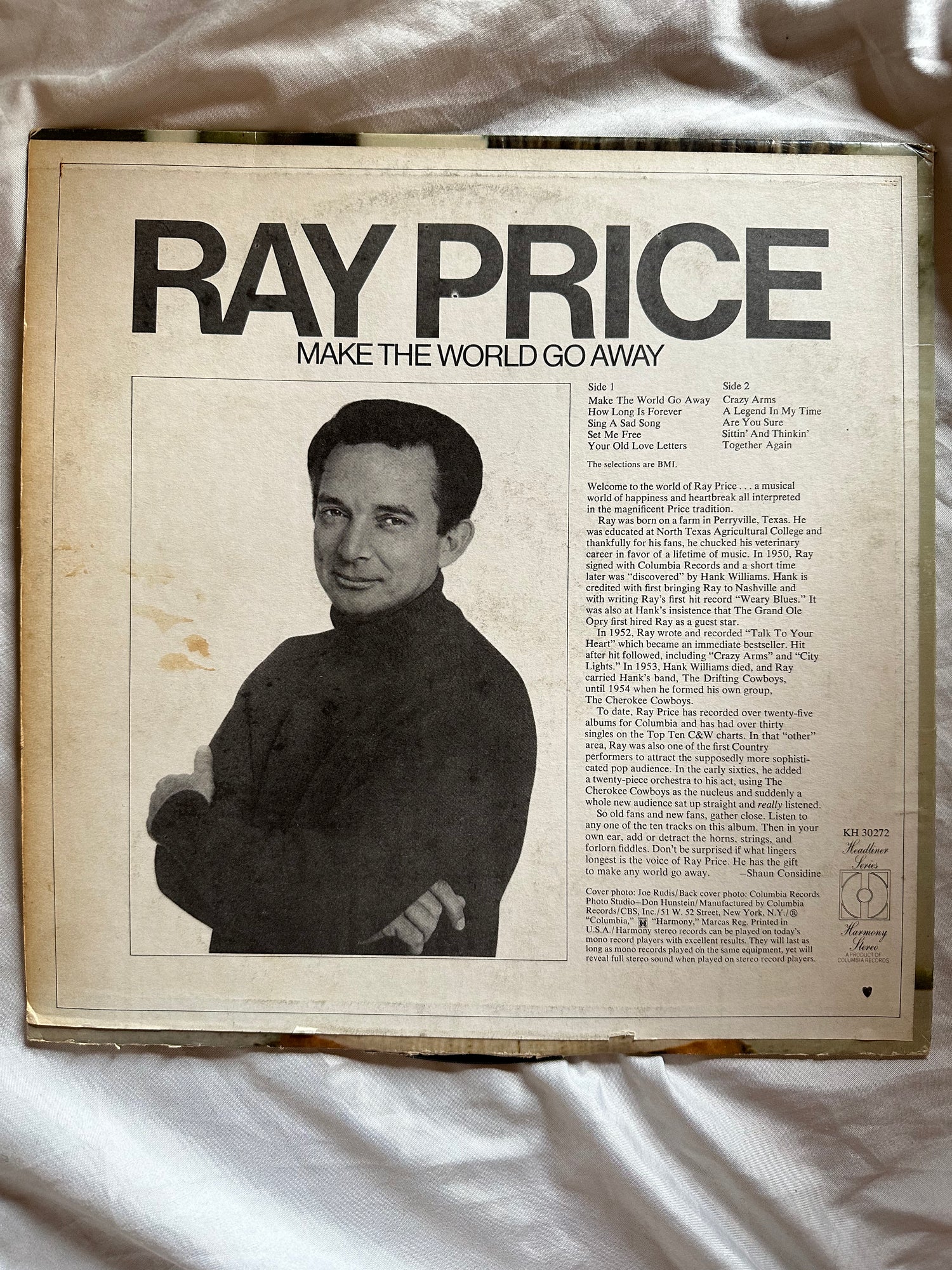Vinyl record, Country Ray Price, Back view