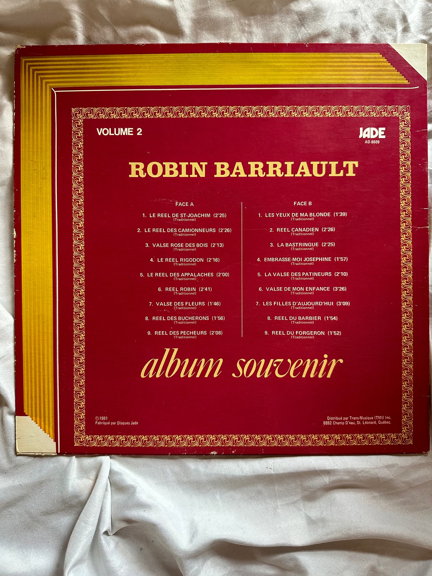 Vinyl record, Folk Robin Barriault, Back view