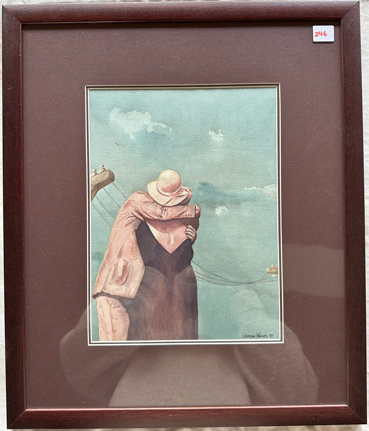 Watercolour painting, Figures Juan German Marcos, Front view