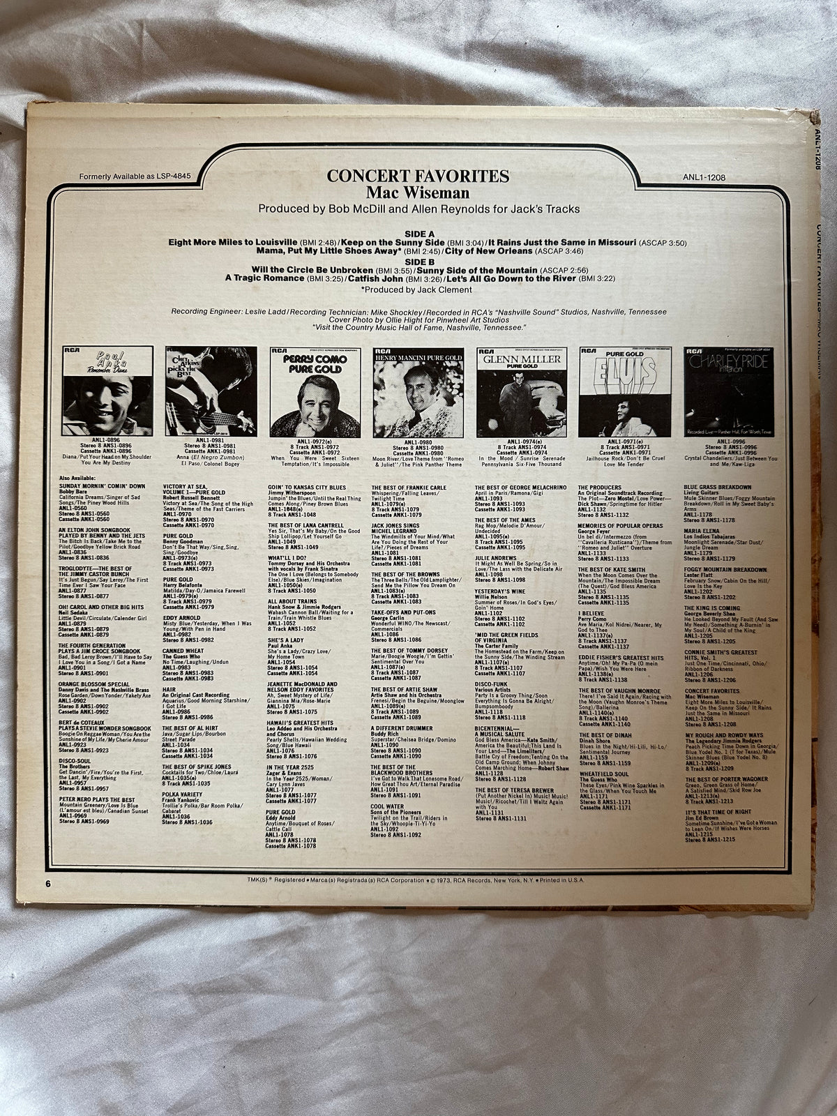 Vinyl record, Country Mac Wiseman, Back view