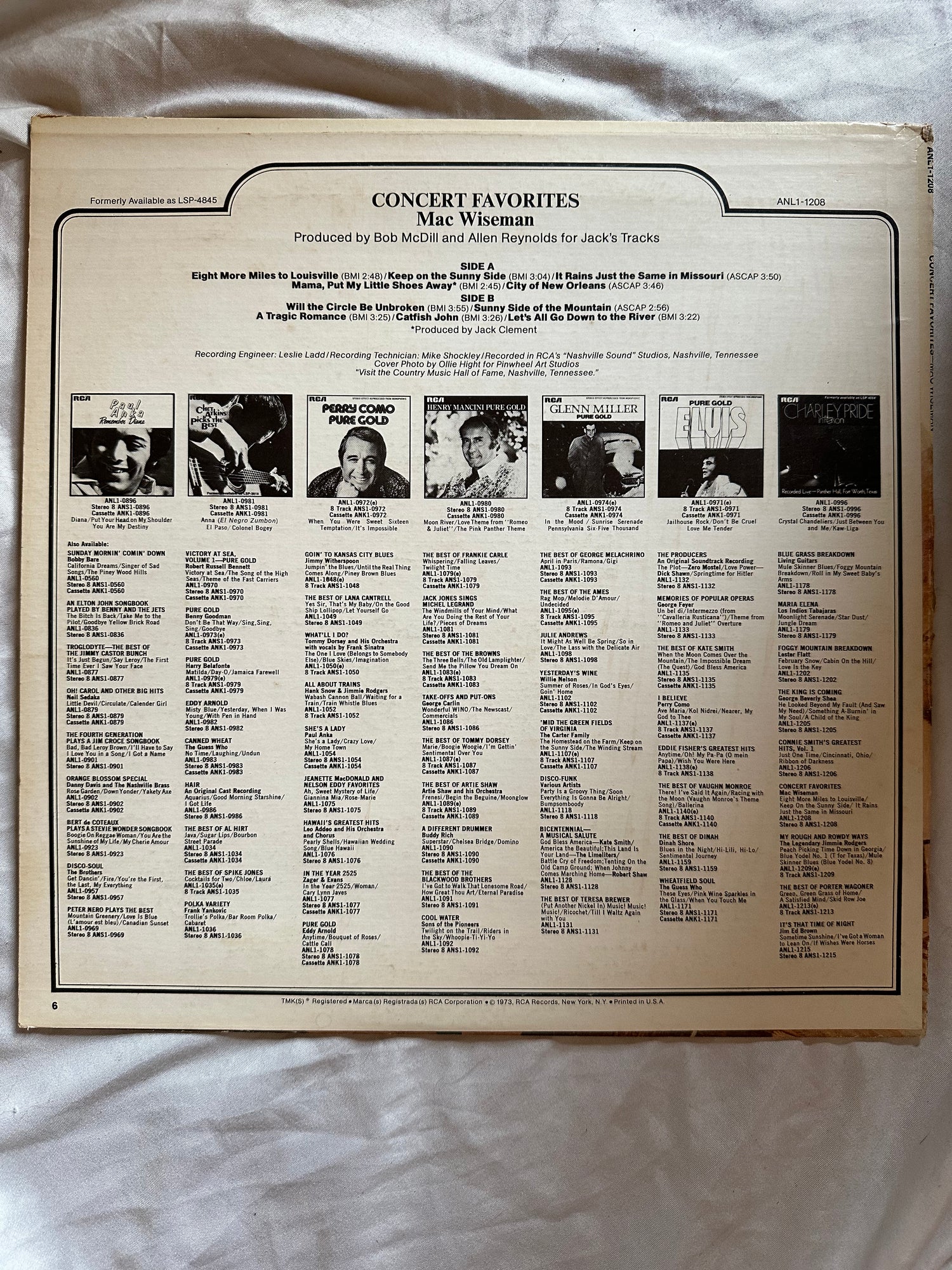 Vinyl record, Country Mac Wiseman, Back view