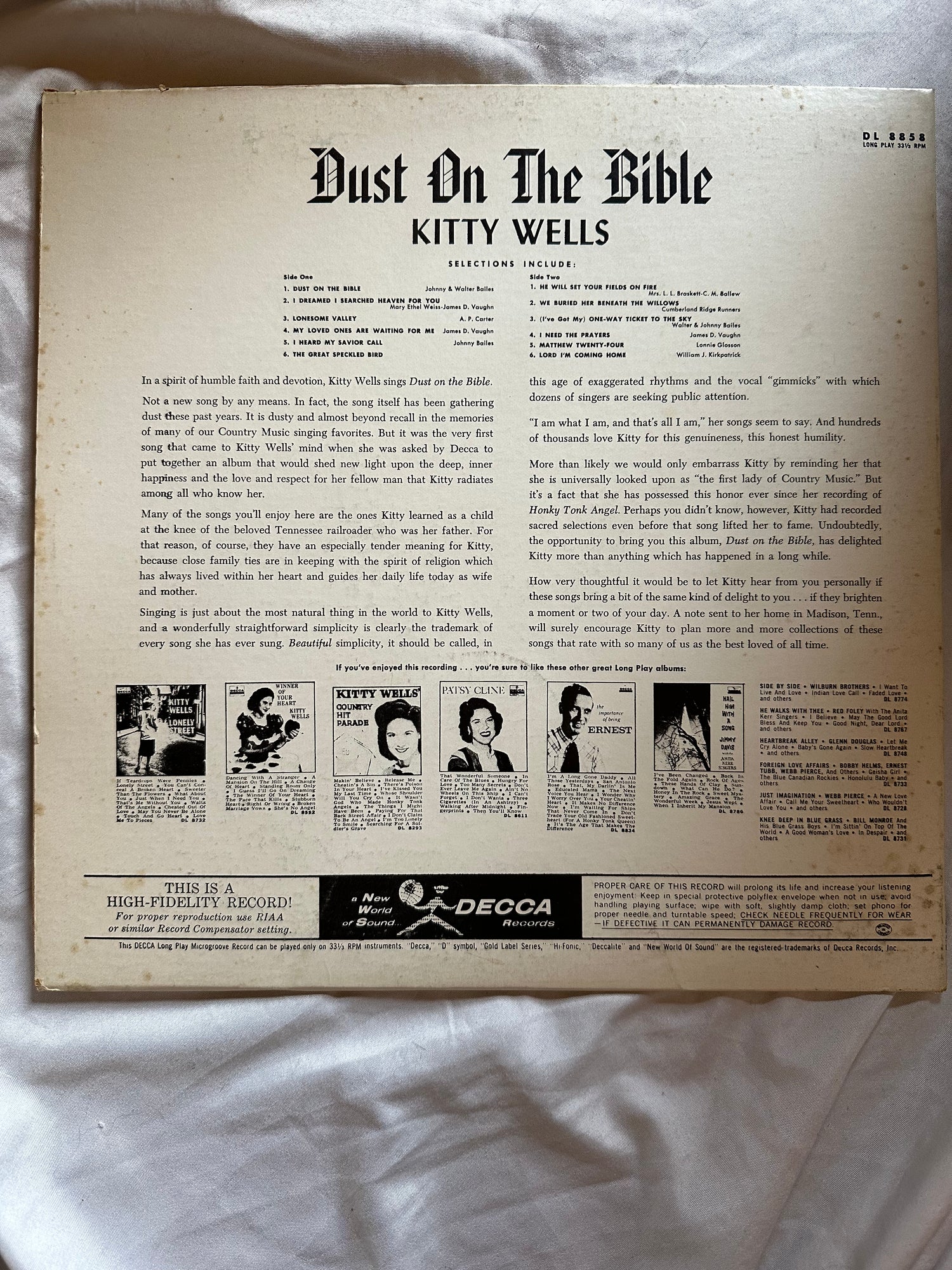 Vinyl record, Country Kitty Wells, Back view