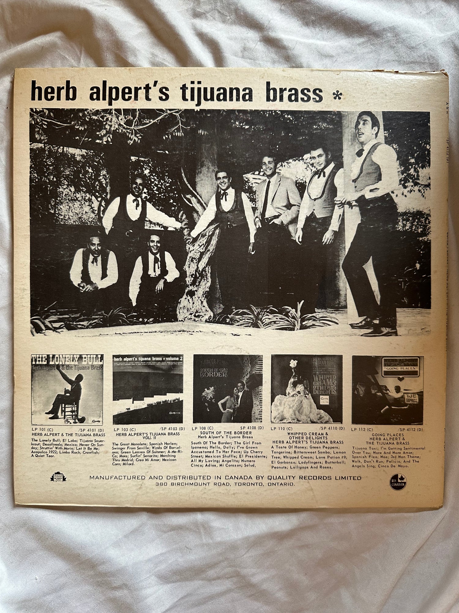 Vinyl record, Jazz Herb Alpert ant the Tijuana Brass, Back view