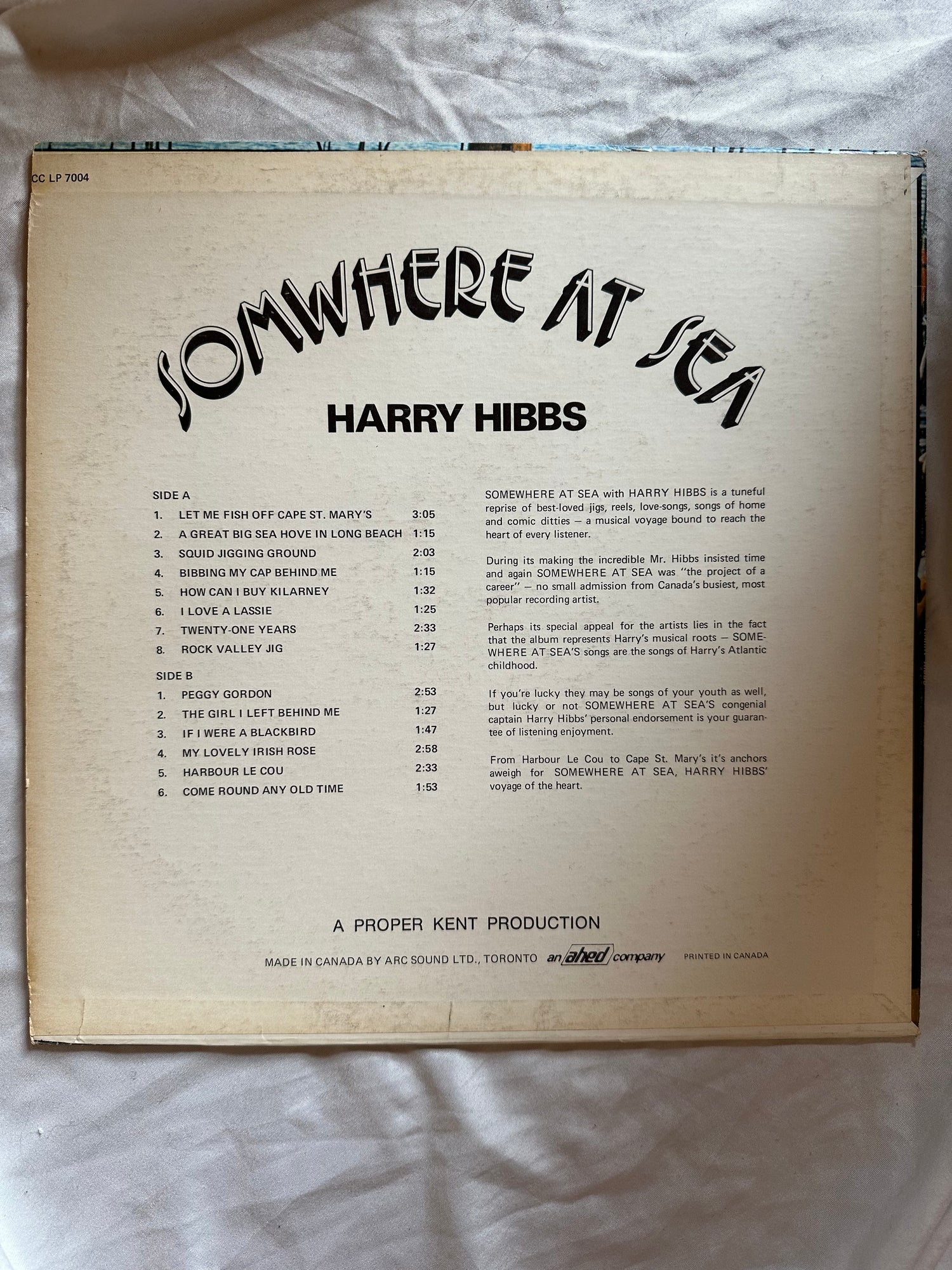 Vinyl record, Celtic Harry Hibbs, Back view
