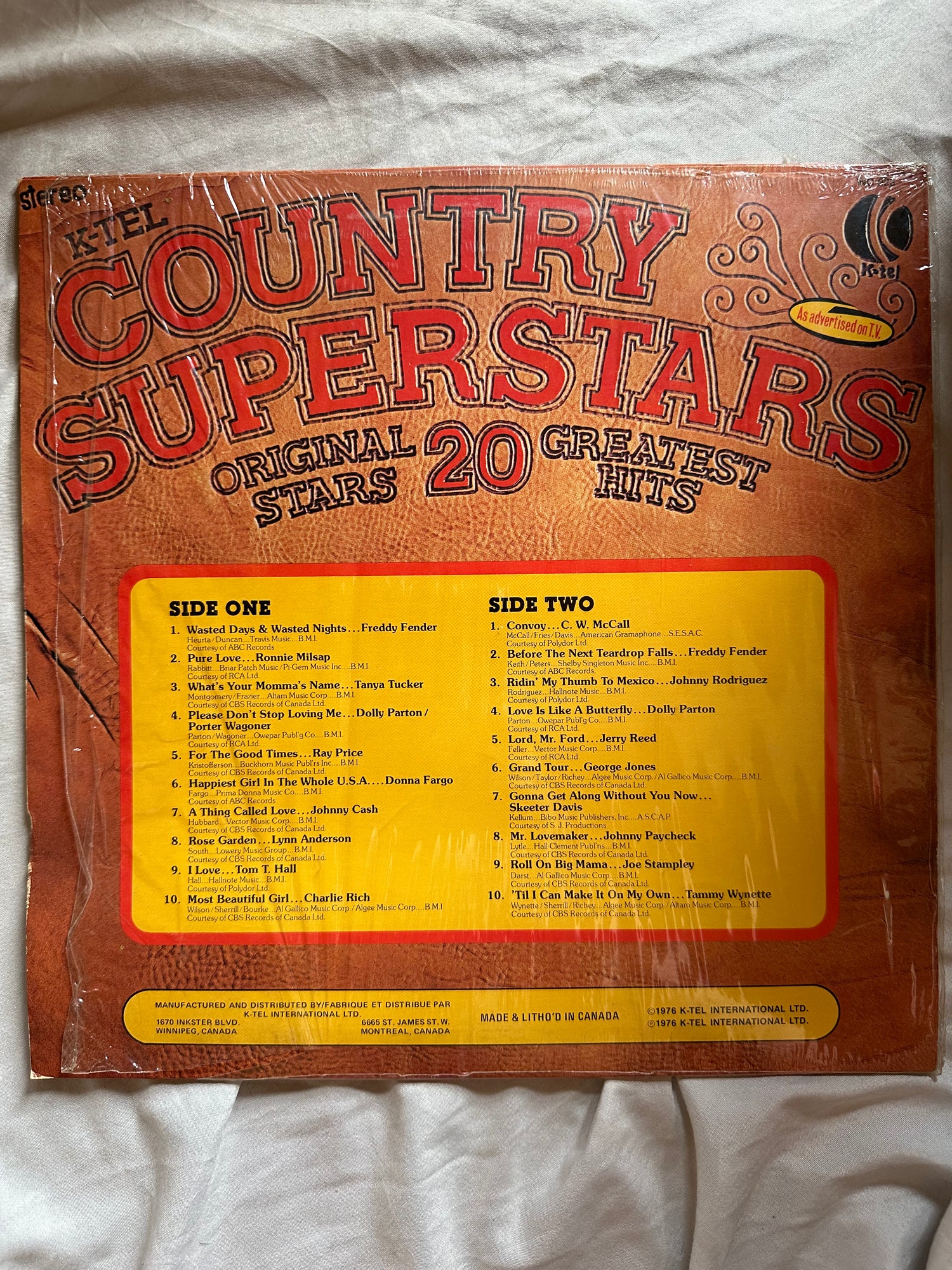 Vinyl record, Country various artists (see photo reference), Back view
