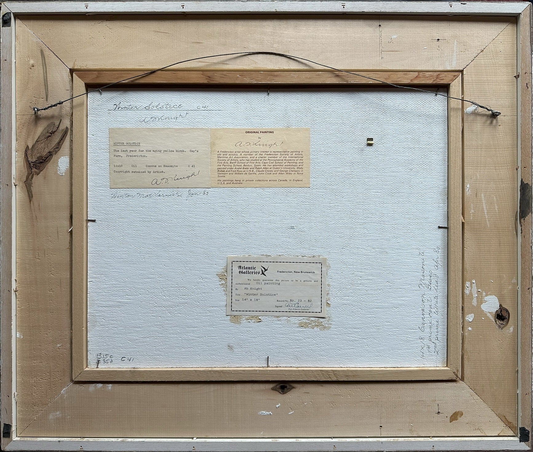 Mixed Media painting, Landscape A. Knight, Back view