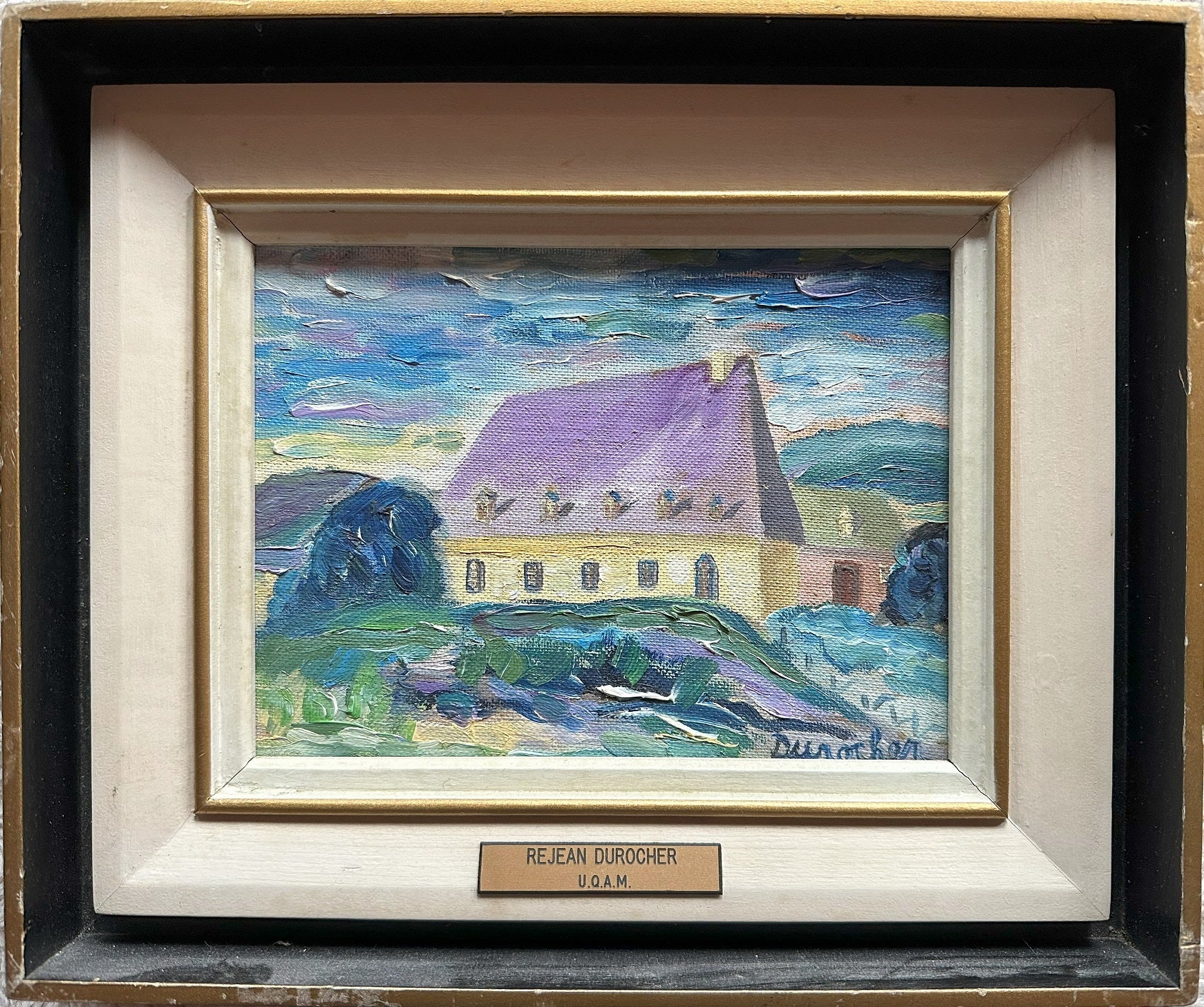 Mixed Media painting, Architecture, Building, Cottages Réjean Durocher, Front view