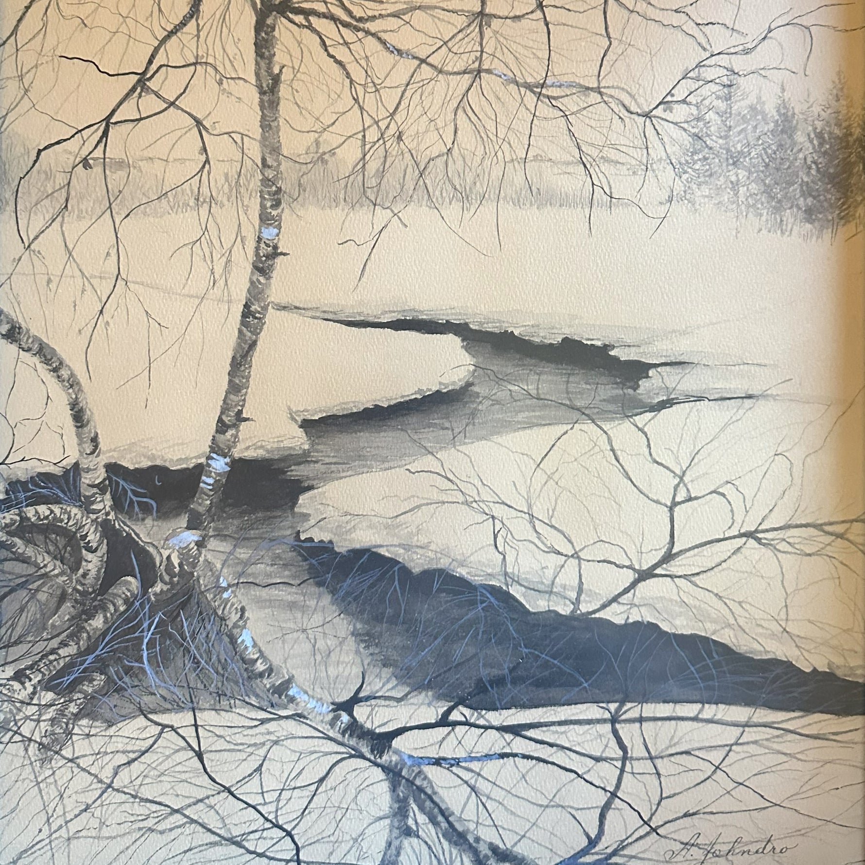 Watercolour painting, Landscape A. Johndro, Cover view