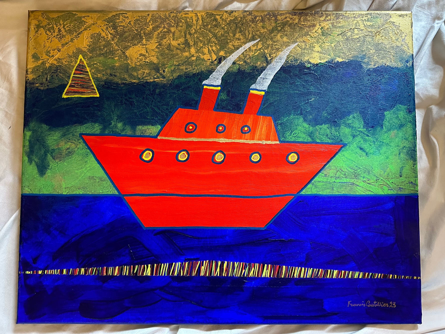 Mixed Media painting, Nautical Unknown Artist, Front view