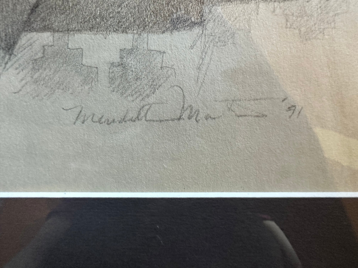 Pencil painting, Portrait Meredith Martin, Signature view