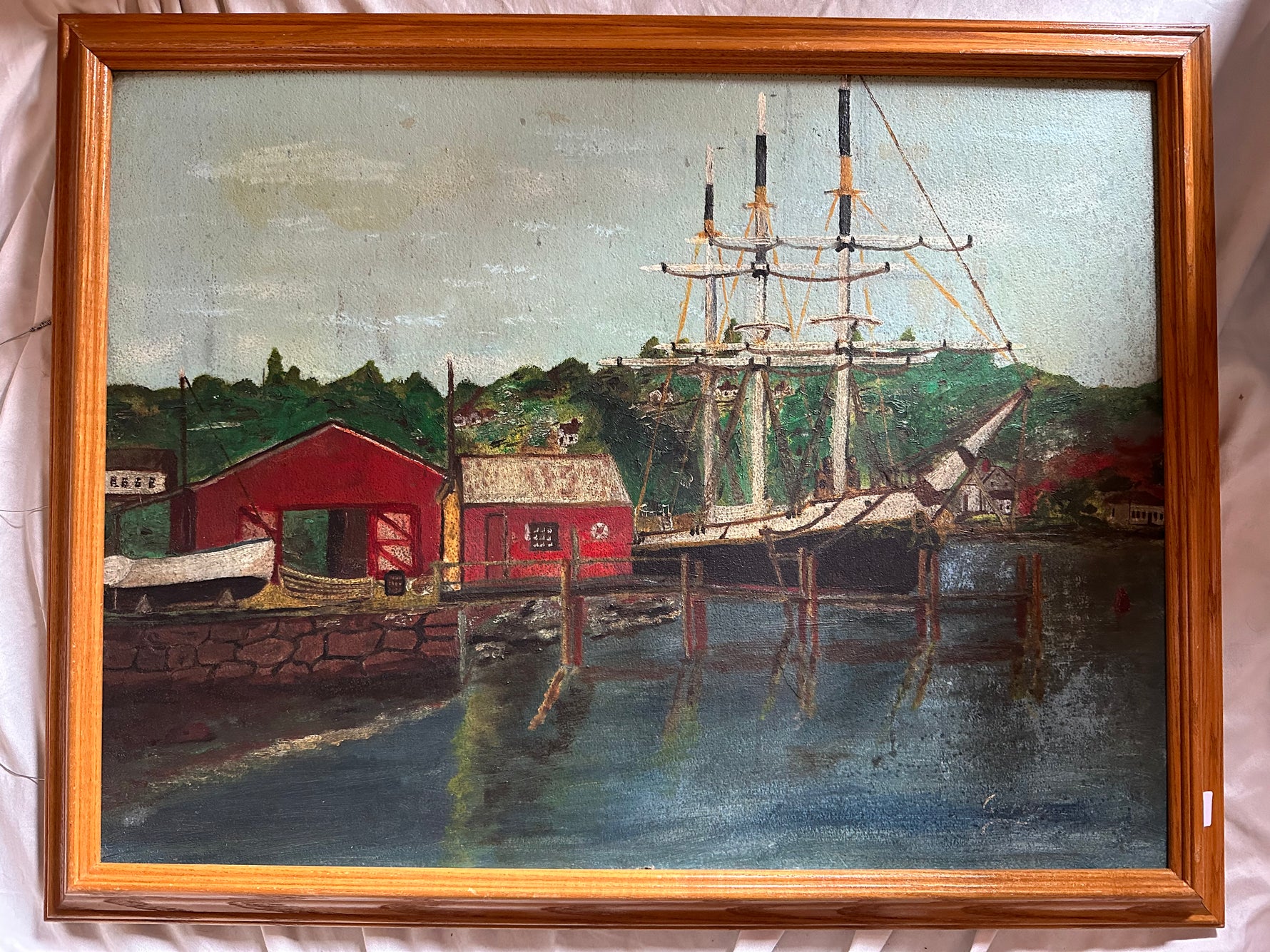 Mixed Media painting, Nautical, Cottages Unknown Artist, Front view
