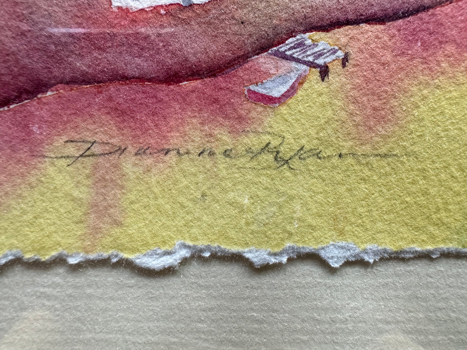 Watercolour painting, Landscape Unknown Artist, Signature view