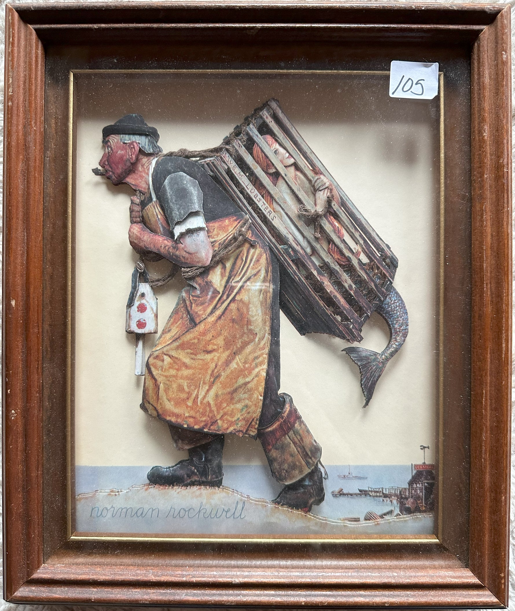 Mixed Media painting, Figures Norman Rockwell, Front view