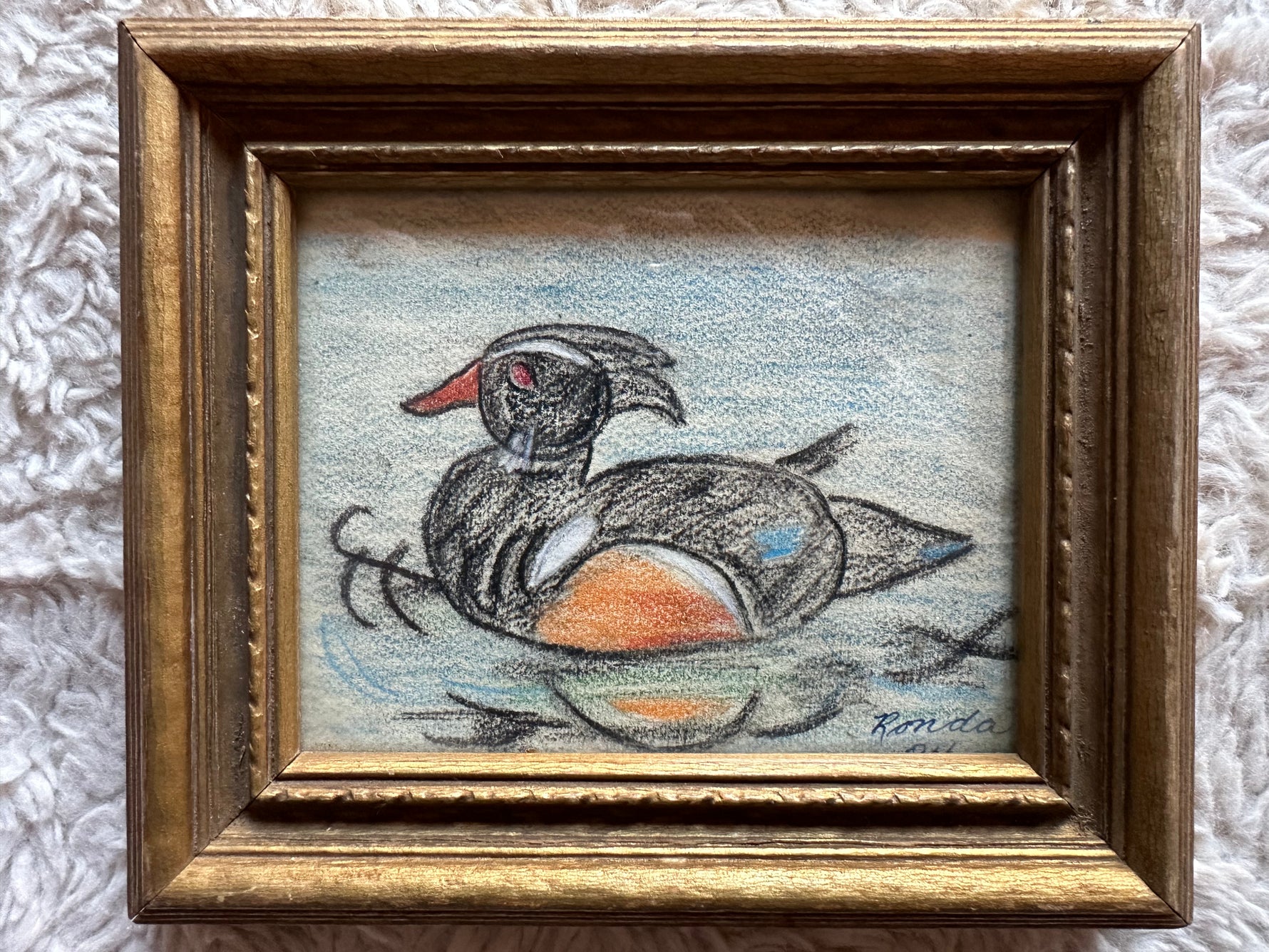 Charcoal painting, Birds Ronda, Front view