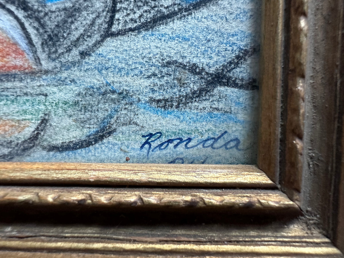 Charcoal painting, Birds Ronda, Signature view