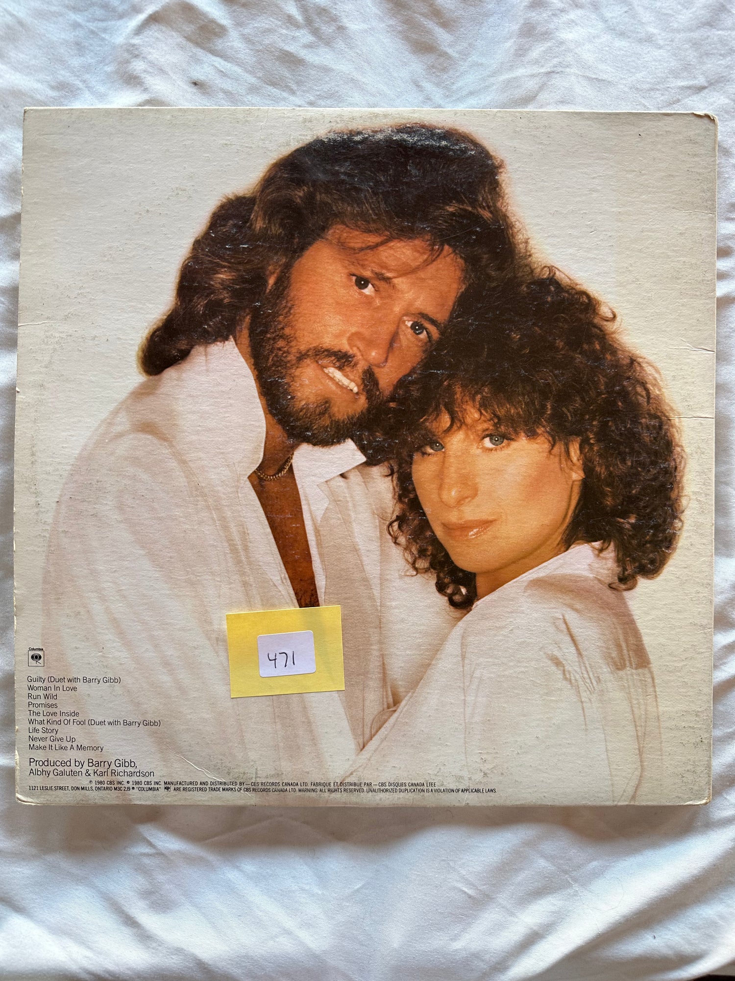 Vinyl record, Pop Barbra Streisand, Back view