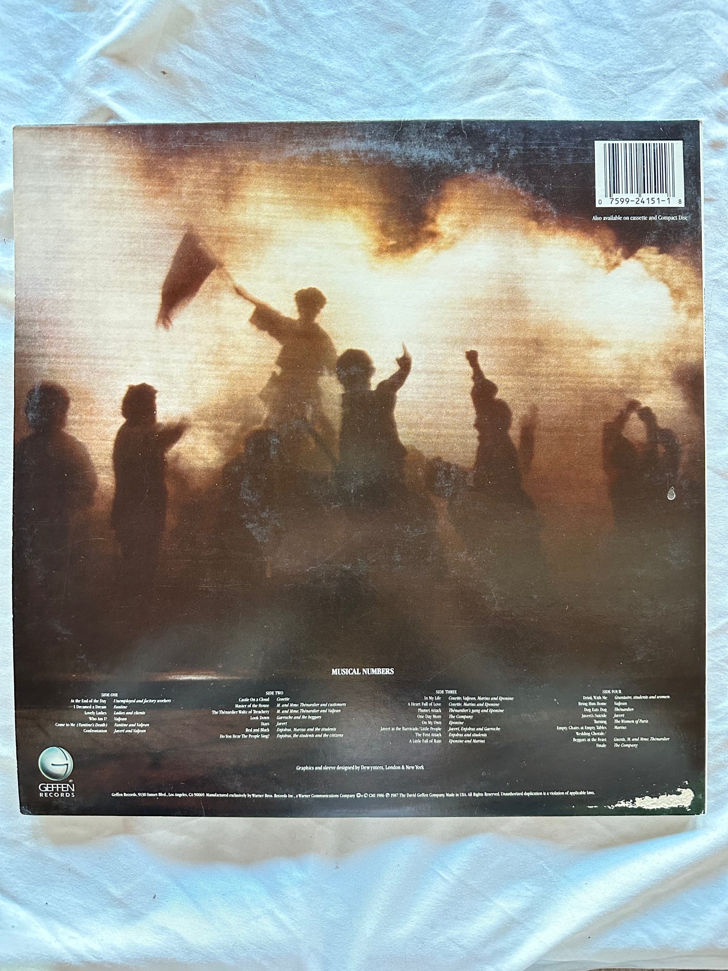 Vinyl record, Broadway Alain Boublil, Claude-Michel Schönberg, Hertbert Kretzmer, Back view