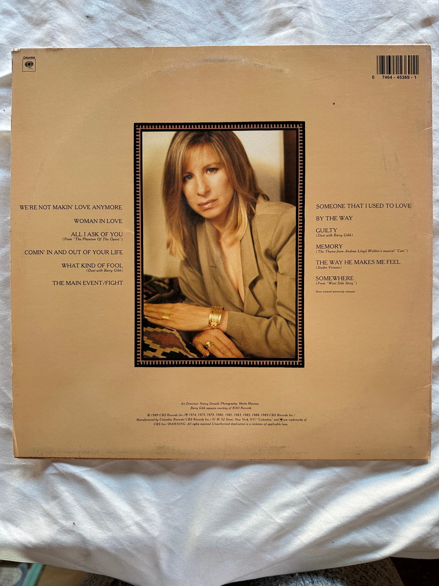 Vinyl record, Pop Barbra Streisand, Back view