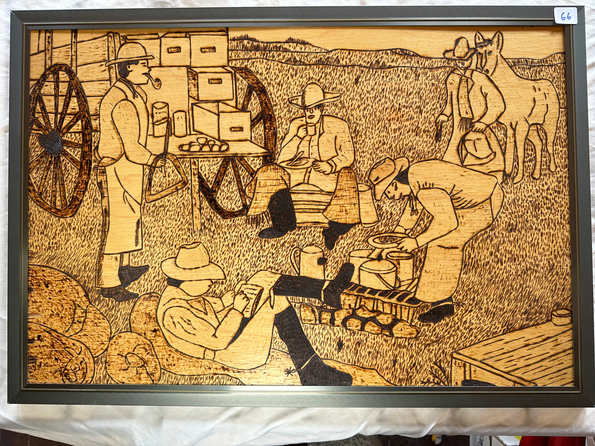Mixed Media painting, Figures Unknown Artist, Front view