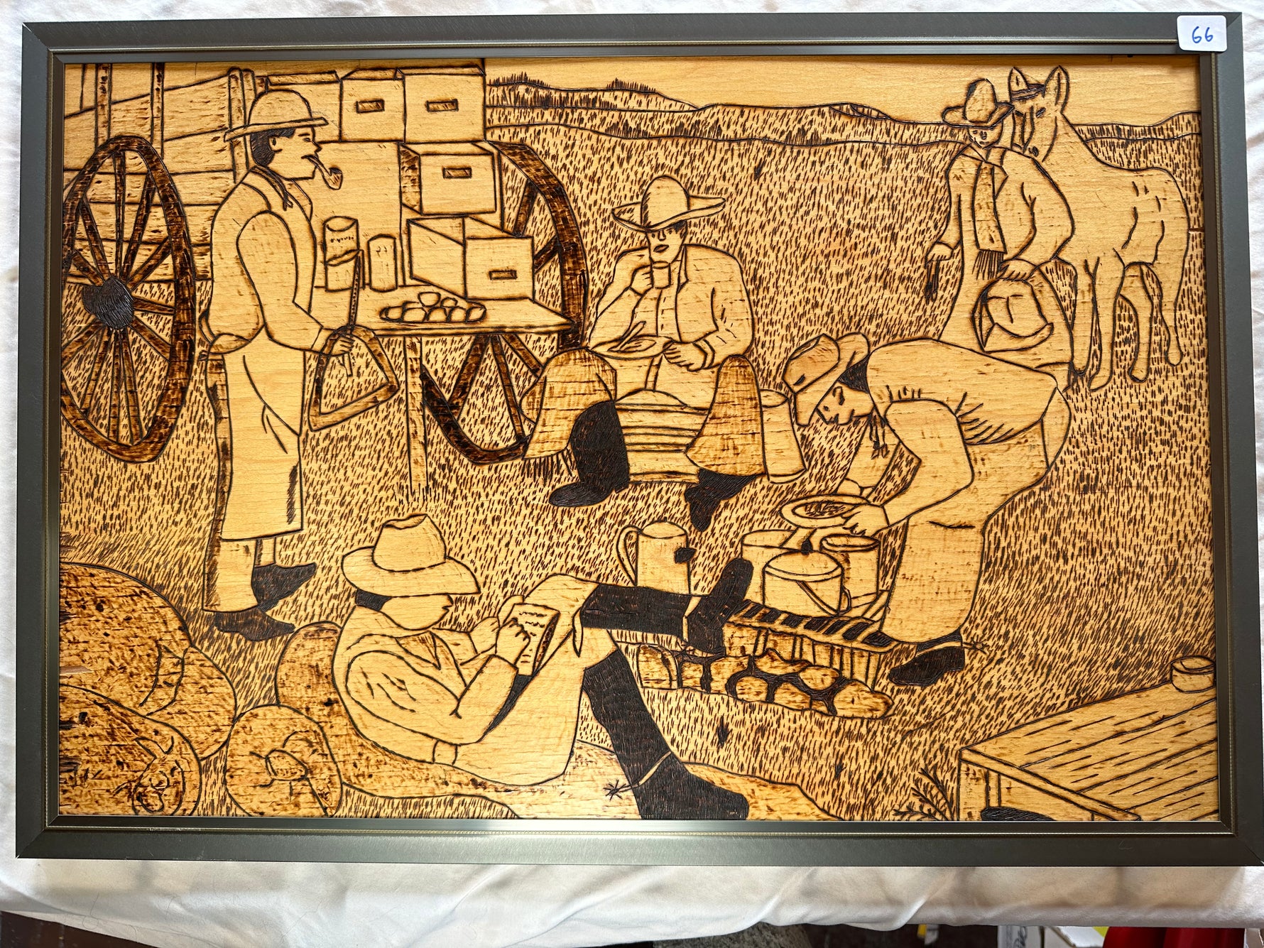 Mixed Media painting, Figures Unknown Artist, Front view