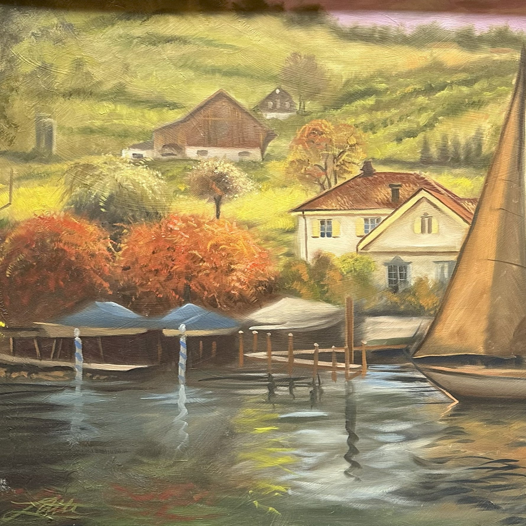 Mixed Media painting, Landscape, Cottages Marc Little, Cover view