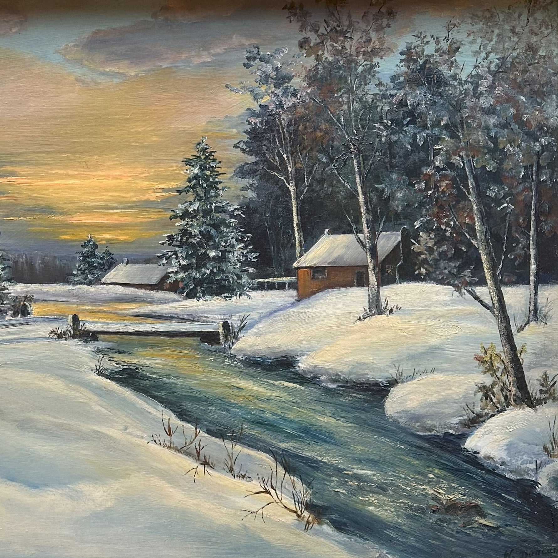 Mixed Media painting, Landscape, Cottages W. Duncan, Cover view