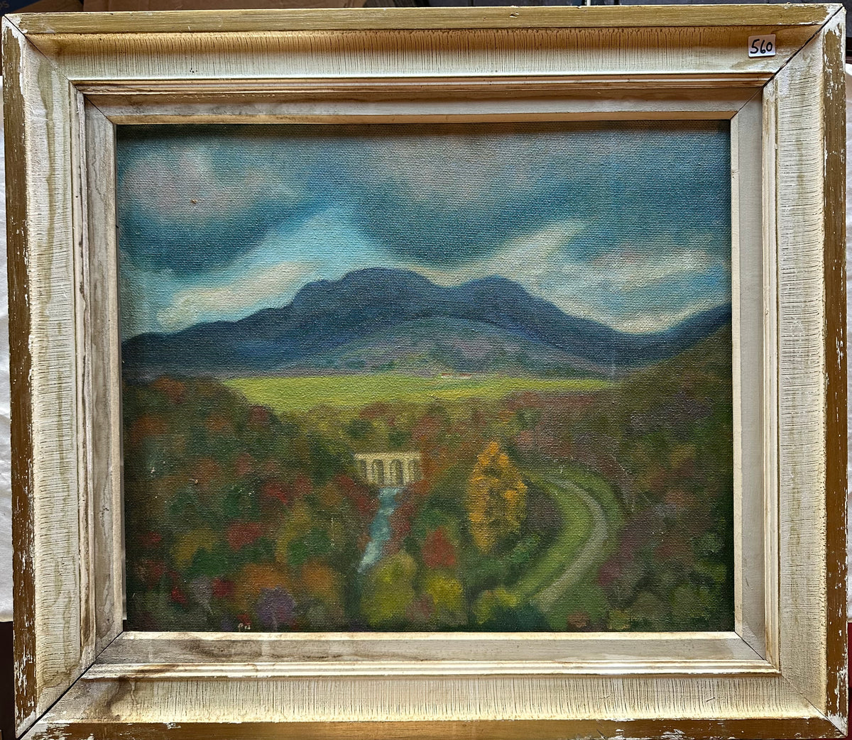 Mixed Media painting, Landscape Unknown Artist, Front view