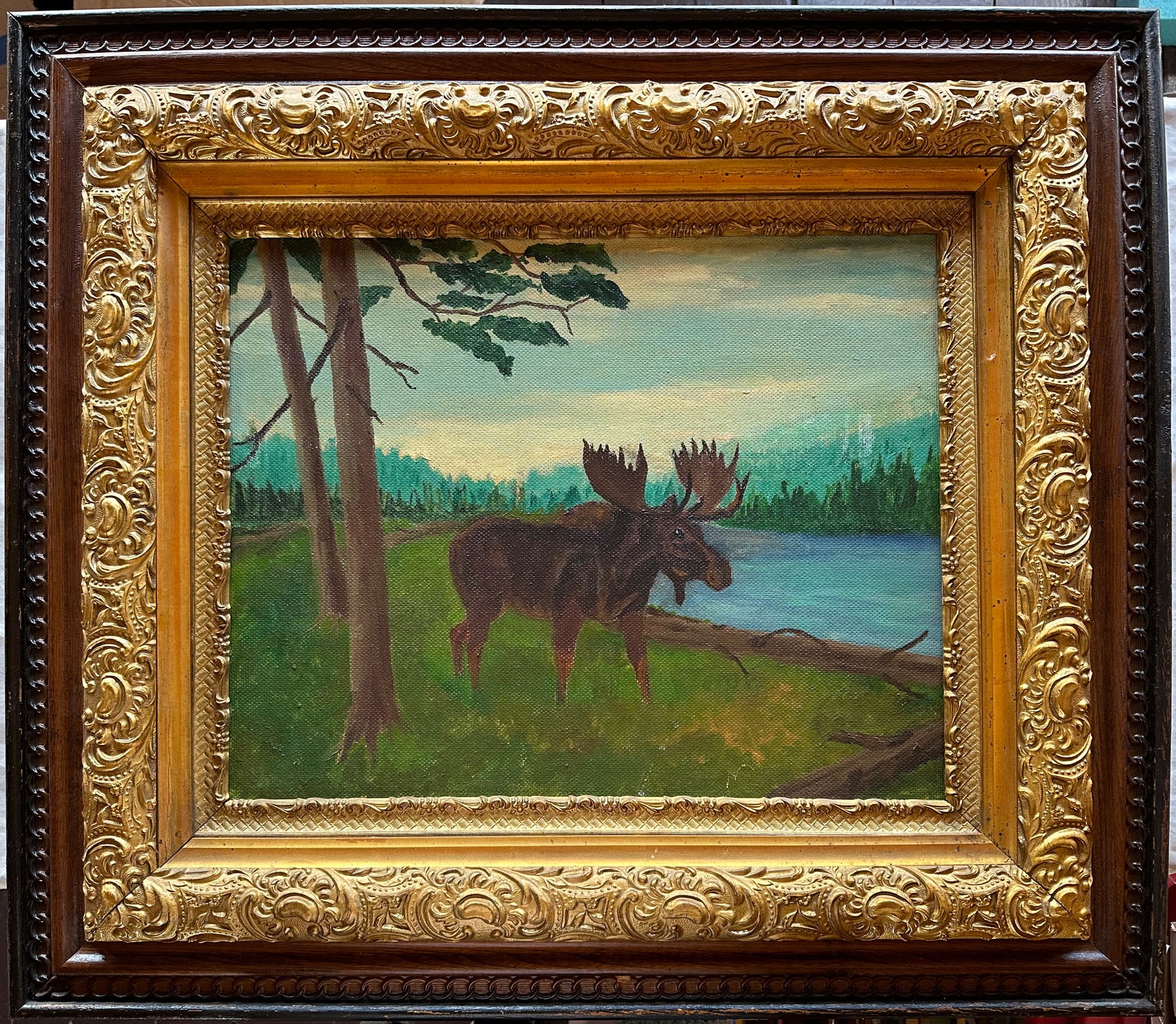 Mixed Media painting, Animals Unknown Artist, Front view