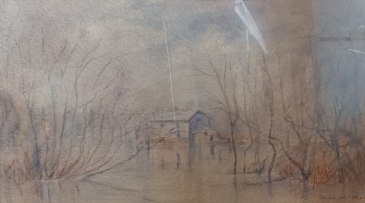 Watercolour painting, Winterscape Lasero Szilvassy, Art view