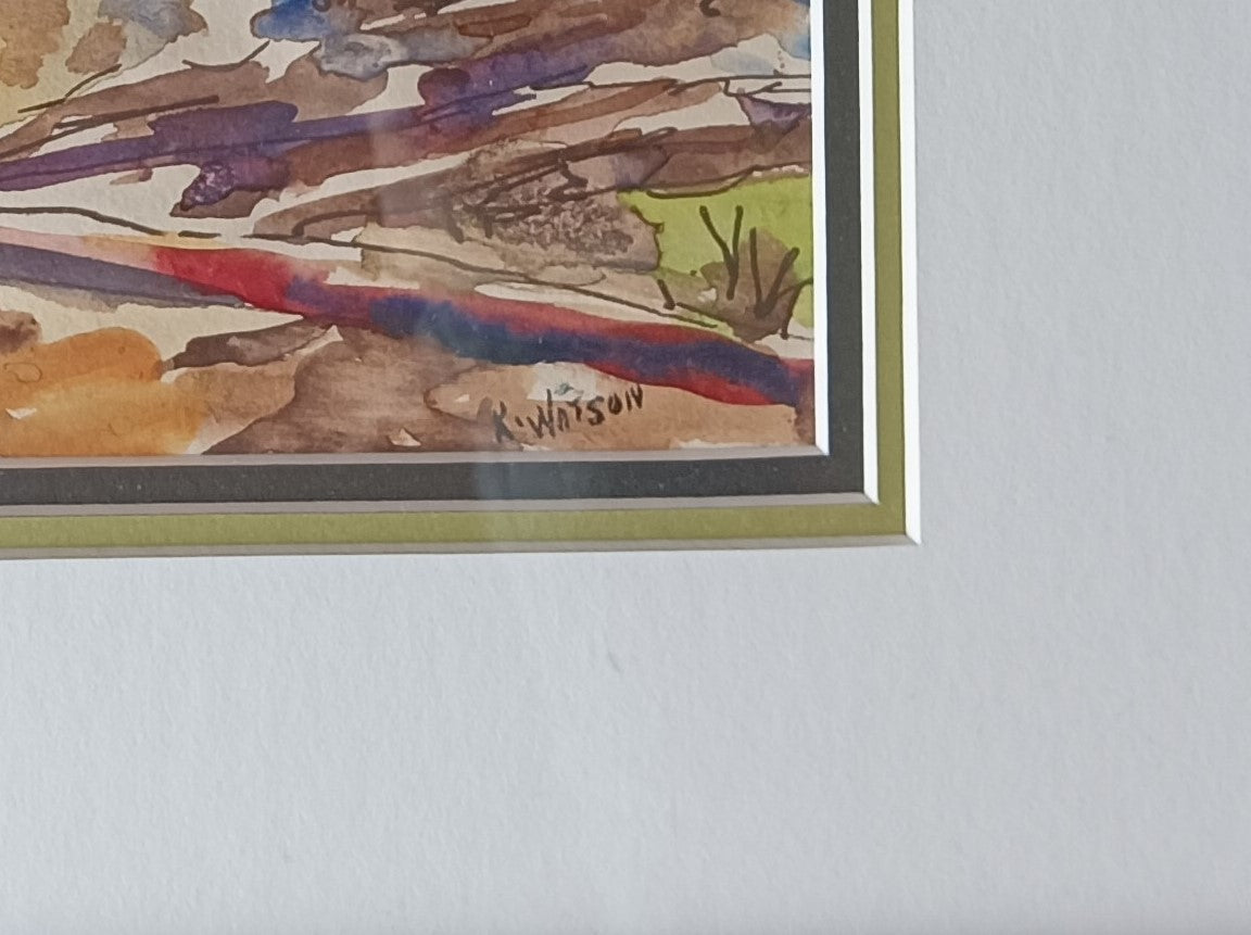Watercolour painting, Abstract Katherine Watson, Signature view
