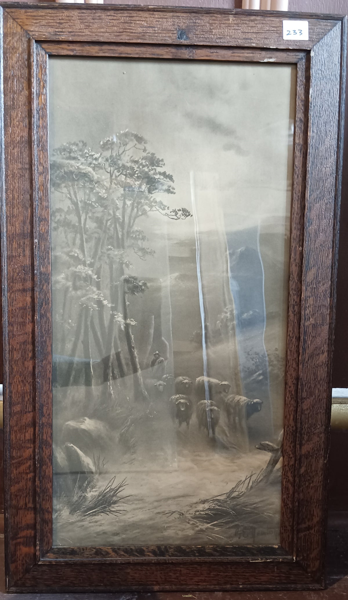 Pastel painting, Landscape Unknown Artist, Front view