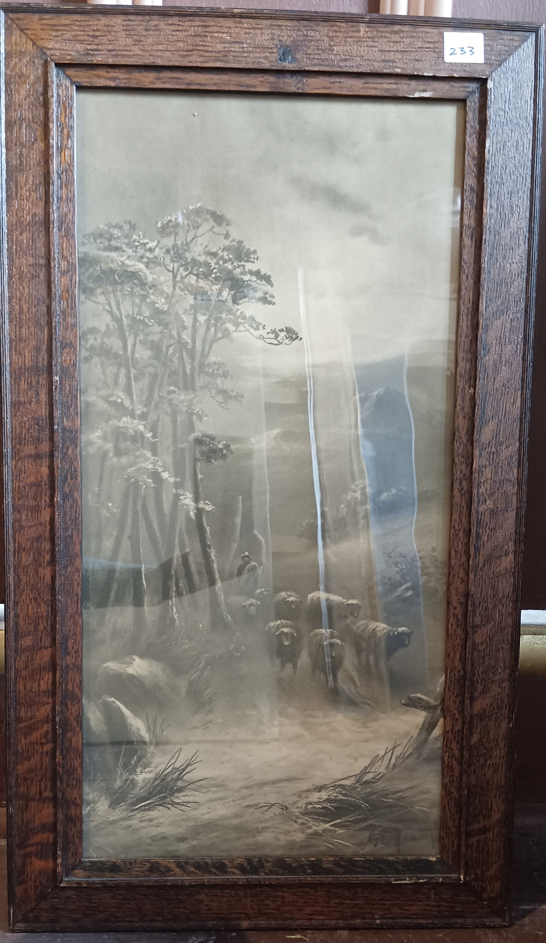 Pastel painting, Landscape Unknown Artist, Front view