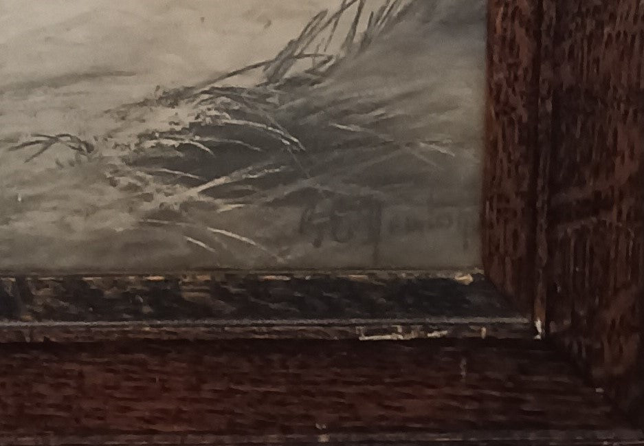 Pastel painting, Landscape Unknown Artist, Signature view