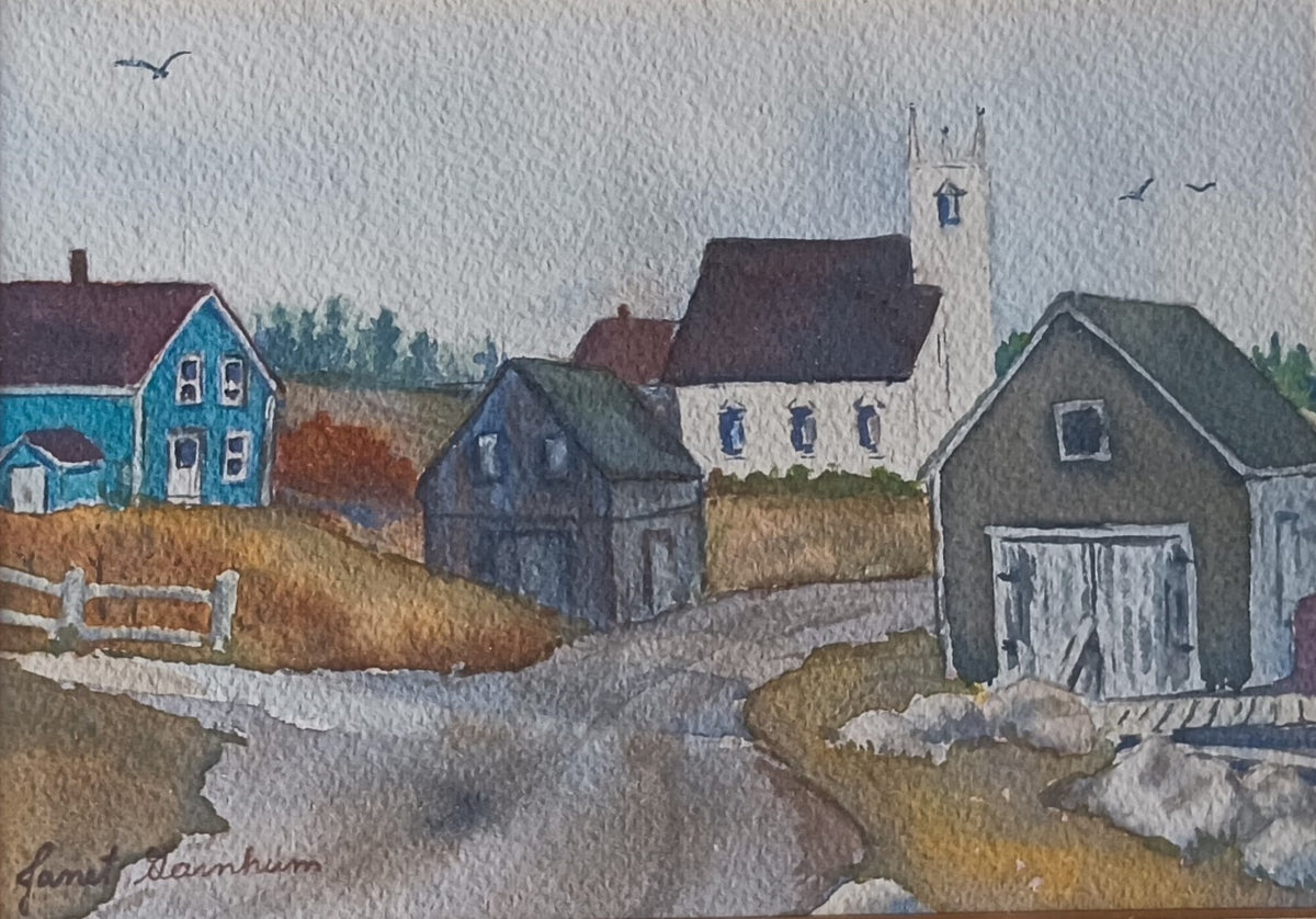 Watercolour painting, Landscape, Cottages Janet Garnhum, Art view