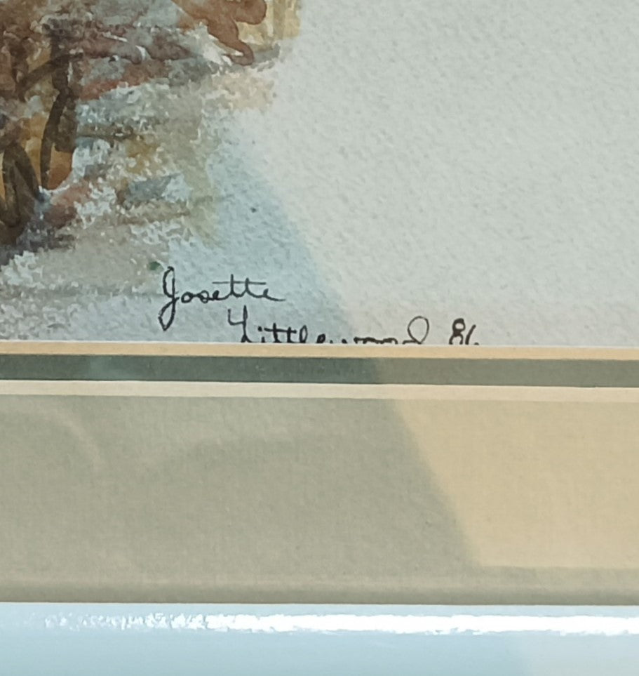 Watercolour painting, Floral Josette Little, Signature view
