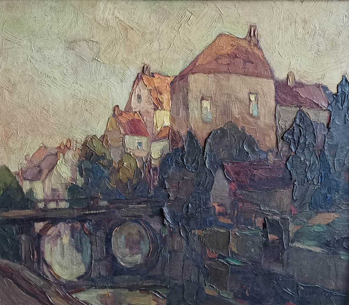 Mixed Media painting, Cityscape Georges Haway, Art view