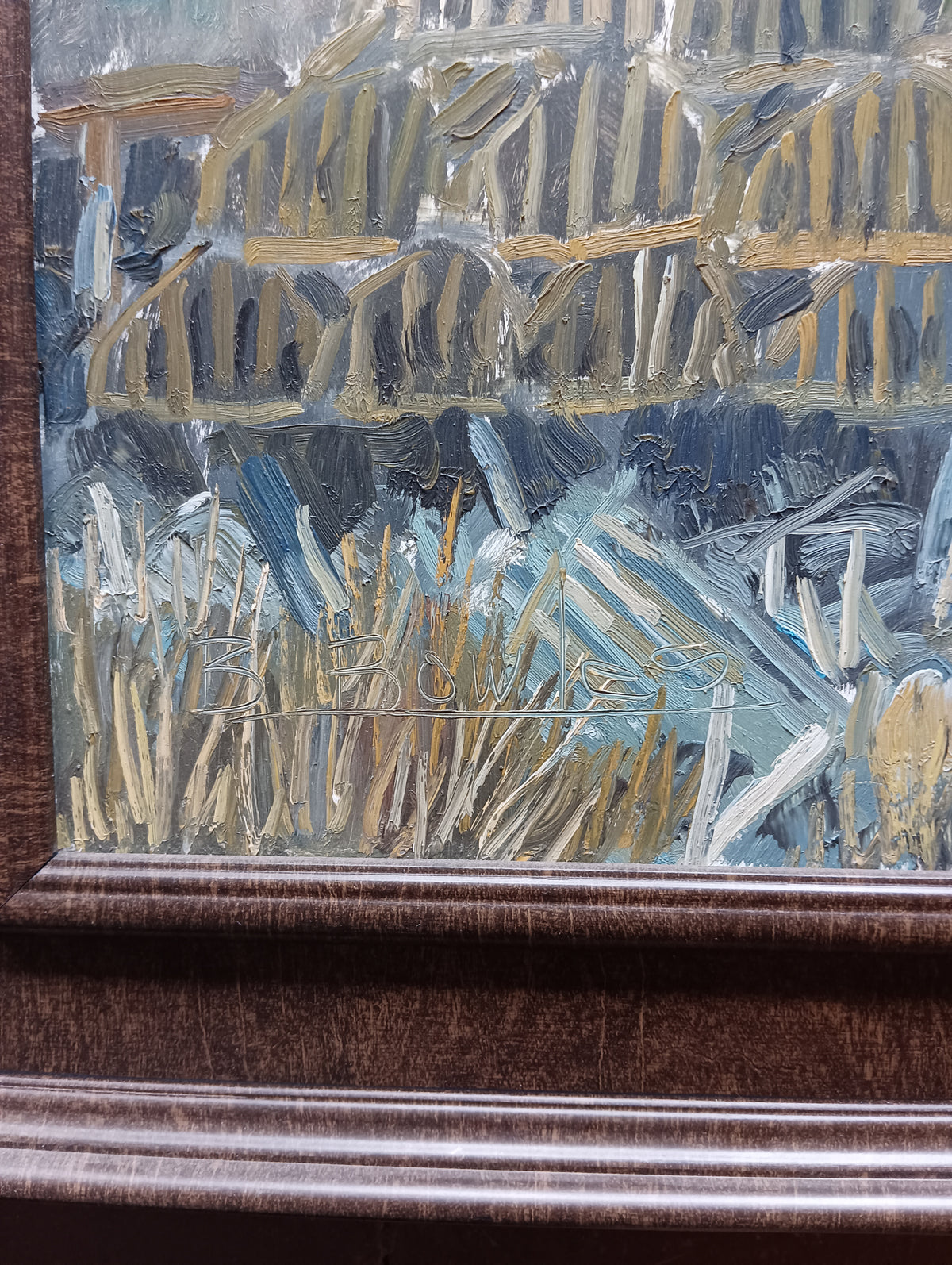 Oil painting, Landscape, Cottages Bernard Bowles, Signature view