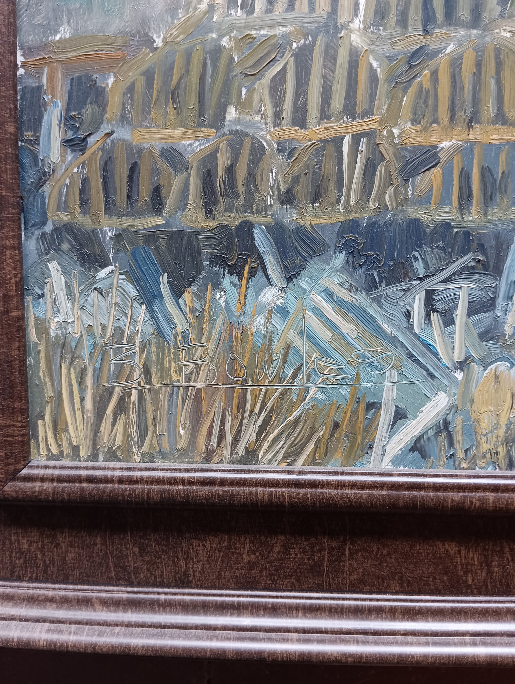 Oil painting, Landscape, Cottages Bernard Bowles, Signature view