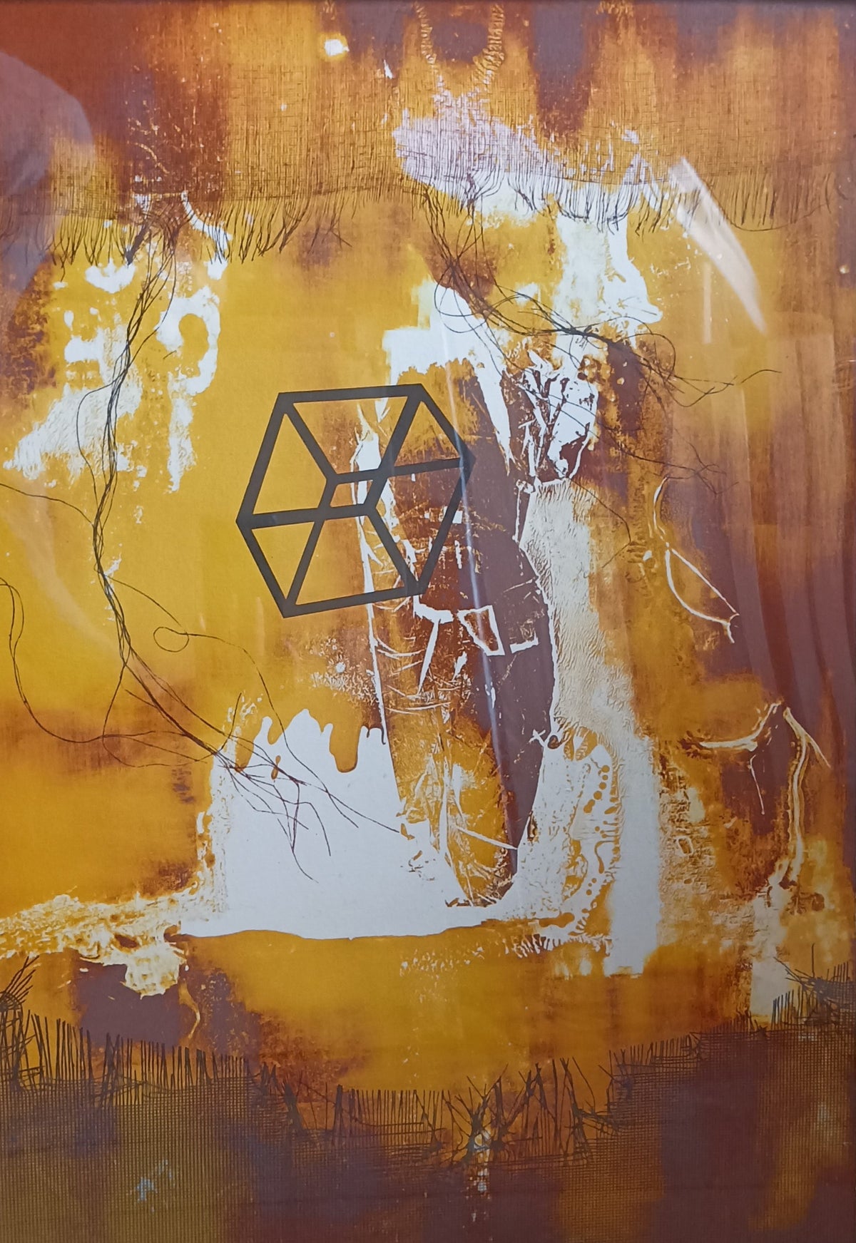 Mixed Media painting, Abstract Laszlo Dus, Art view