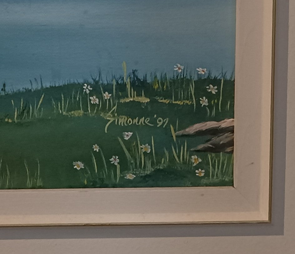 Mixed Media painting, Seascape Simonne Lapage, Signature2 view