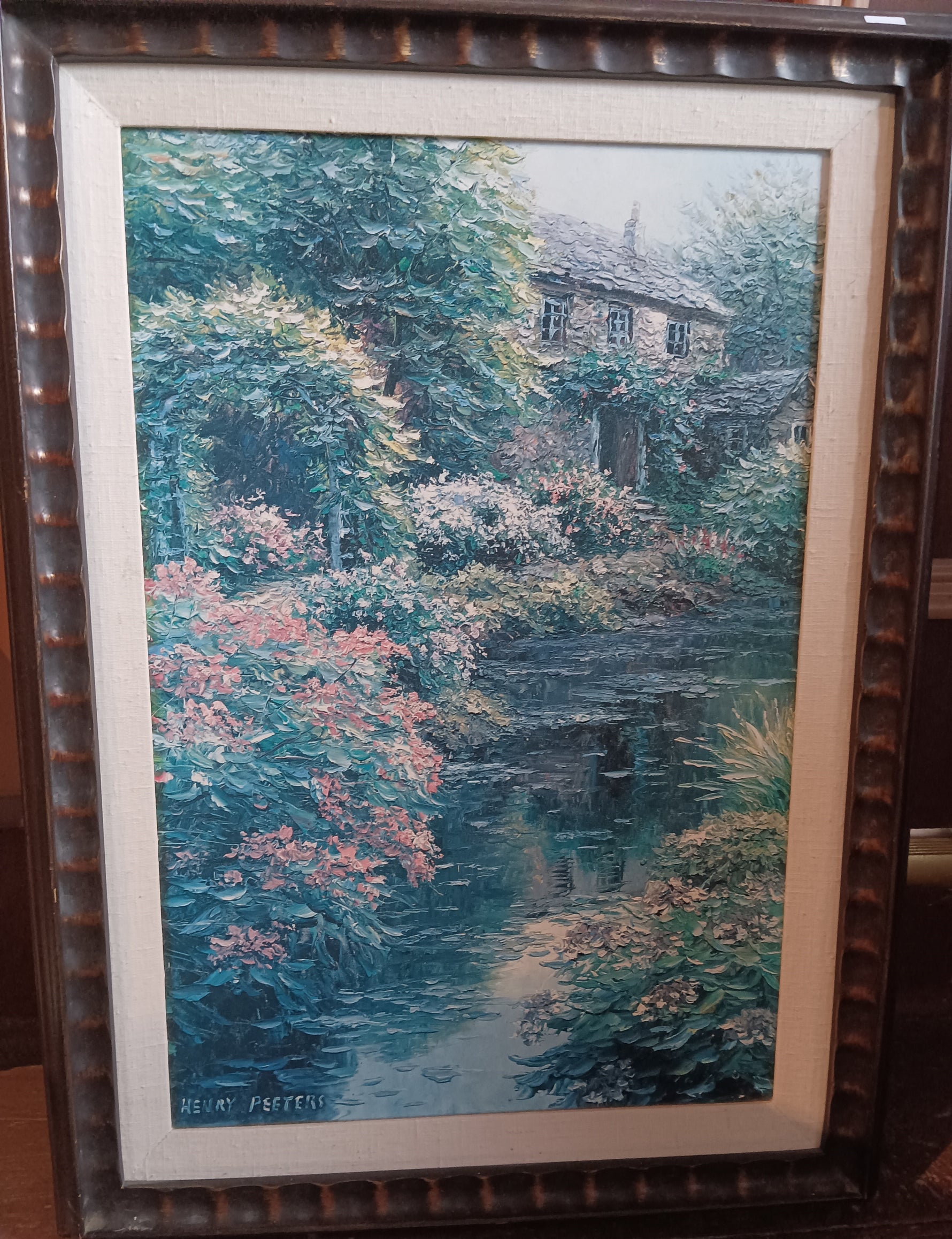 Oil painting, Landscape, Cottages Henry Peeters, Front view