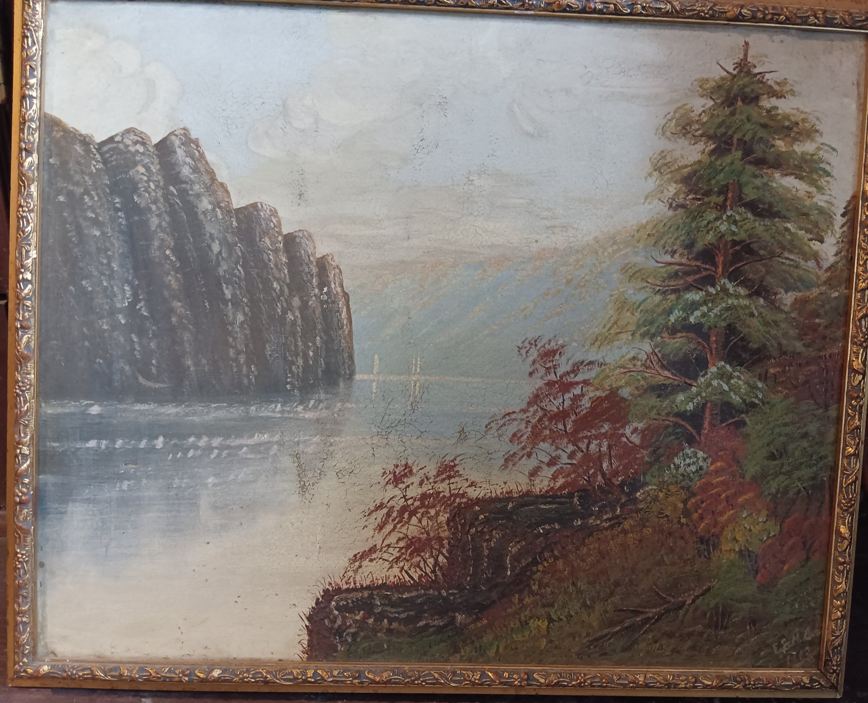 Oil painting, Landscape Unknown Artist, Front view
