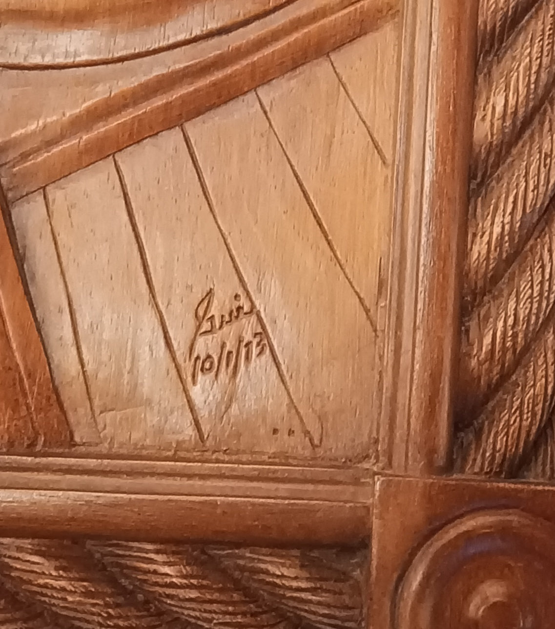 Craft work, Carving, Material: Wood, Unknown Artist, Signature view