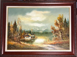 Oil painting, Landscape, Cottages H. Ross, Front view
