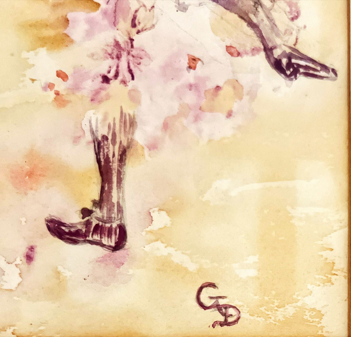 Watercolour painting, Floral, Figures Georgette Dugay, Signature view
